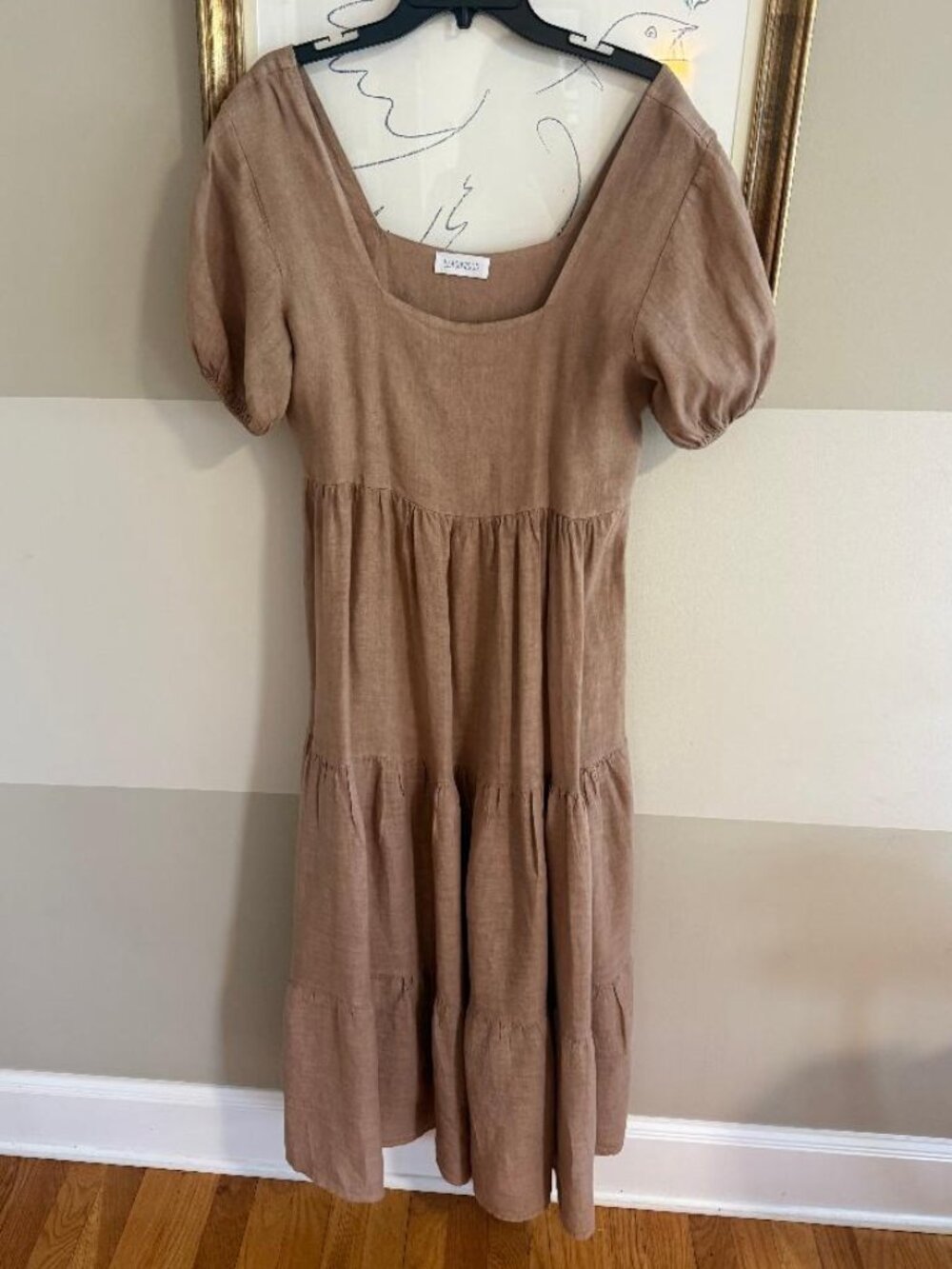 Beachwood Linen Dress in Mushroom size S/M